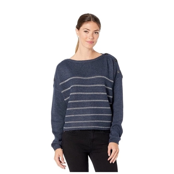 Prana - Navy Striped Sweater Size M - Picture 5 of 8